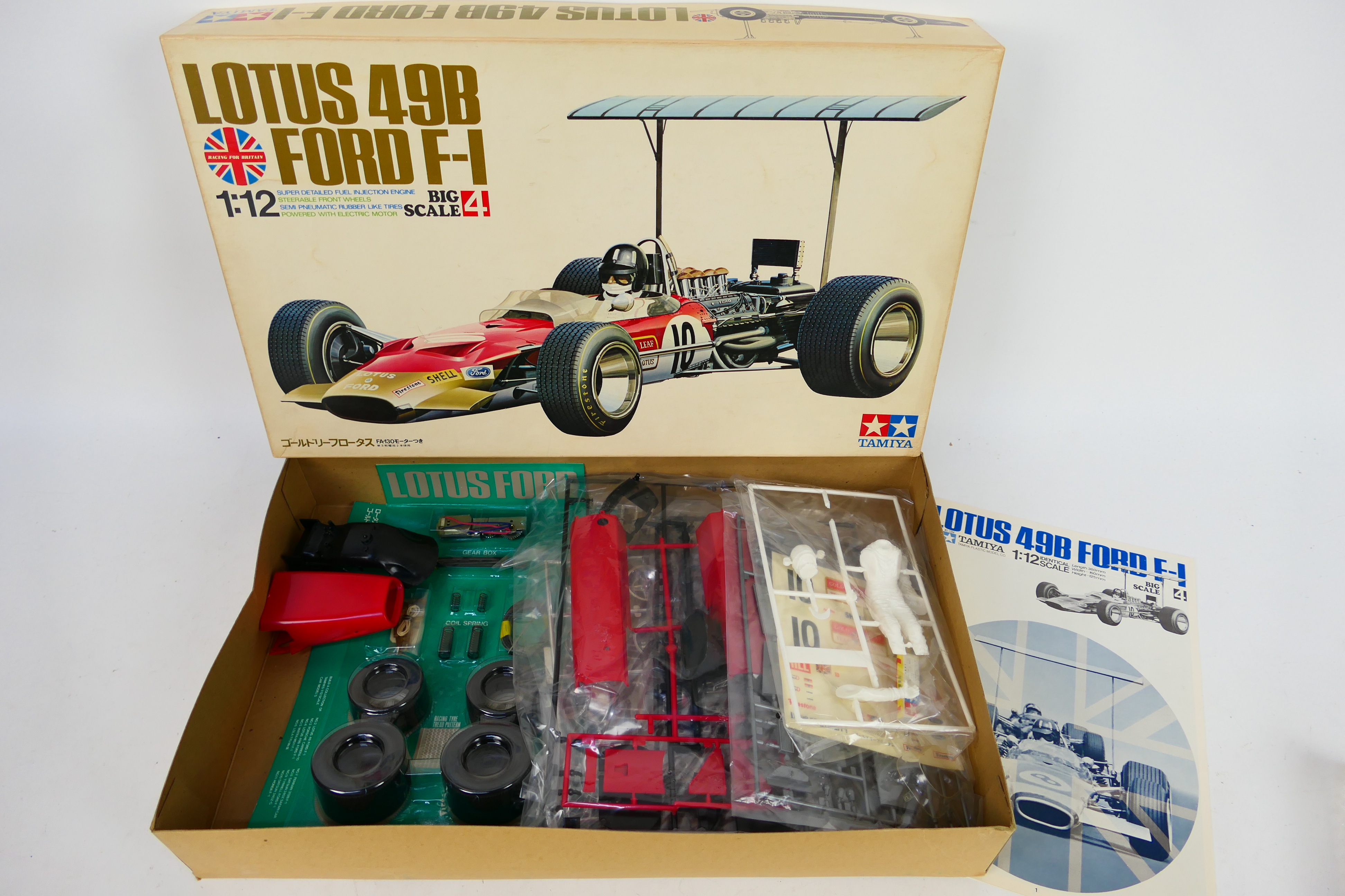 Tamiya - A boxed unmade Lotus 49B Ford F-1 model kit in 1:12 scale # BS1204. Released in 1968.