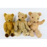 Merrythought, Other - 3 x vintage mohair bears - Two of the three bears are straw filled.