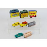 Matchbox - A group of vehicles including a boxed Aston Martin # 53, Mobile Canteen in silver # 74,