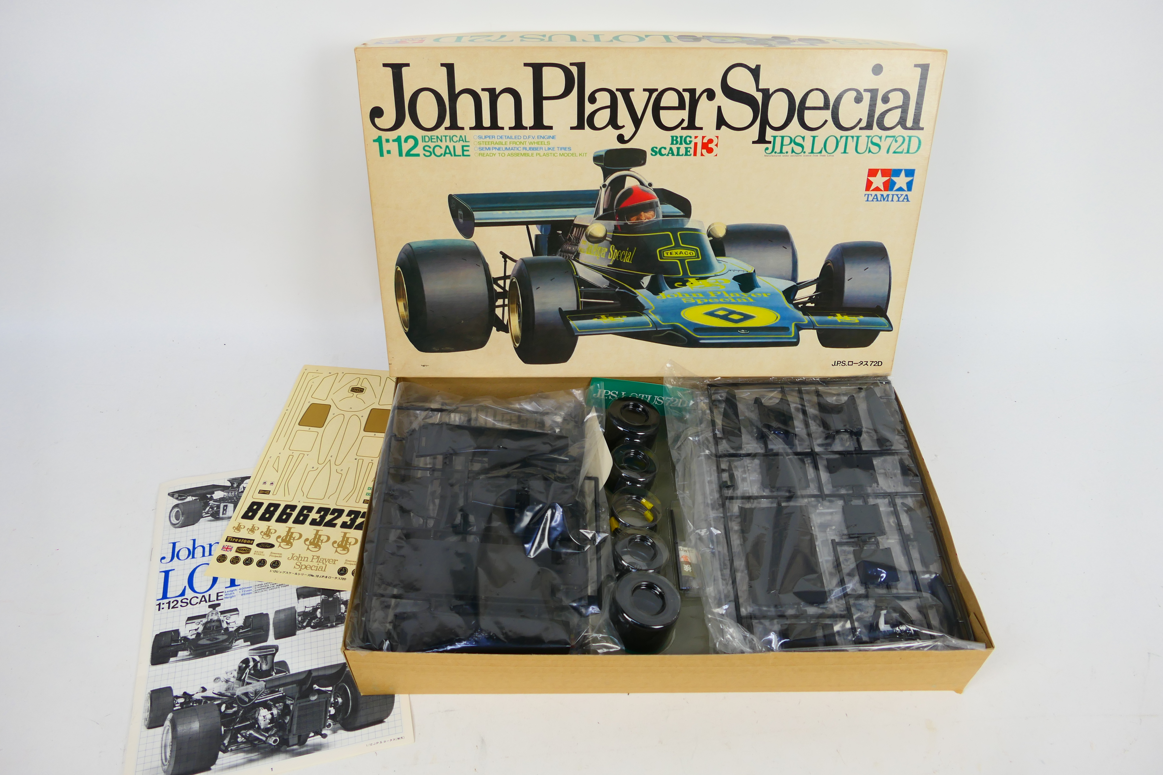 Tamiya - A boxed unmade John Player Special Lotus 72D in 1:12 scale # BS1213 Released in 1972.