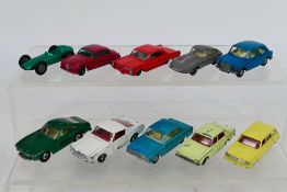 Matchbox - A group of unboxed vehicles including Aston Martin DBR5 # 19, Ferrari Berlinette # 75,