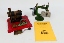 Mamod - Grain - A Mamod Stationary Steam Engine # SE1 and a vintage Grain Sewing Machine.