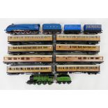 Hornby - Two unboxed Oo gauge steam locomotives and tenders with a group of unboxed passenger