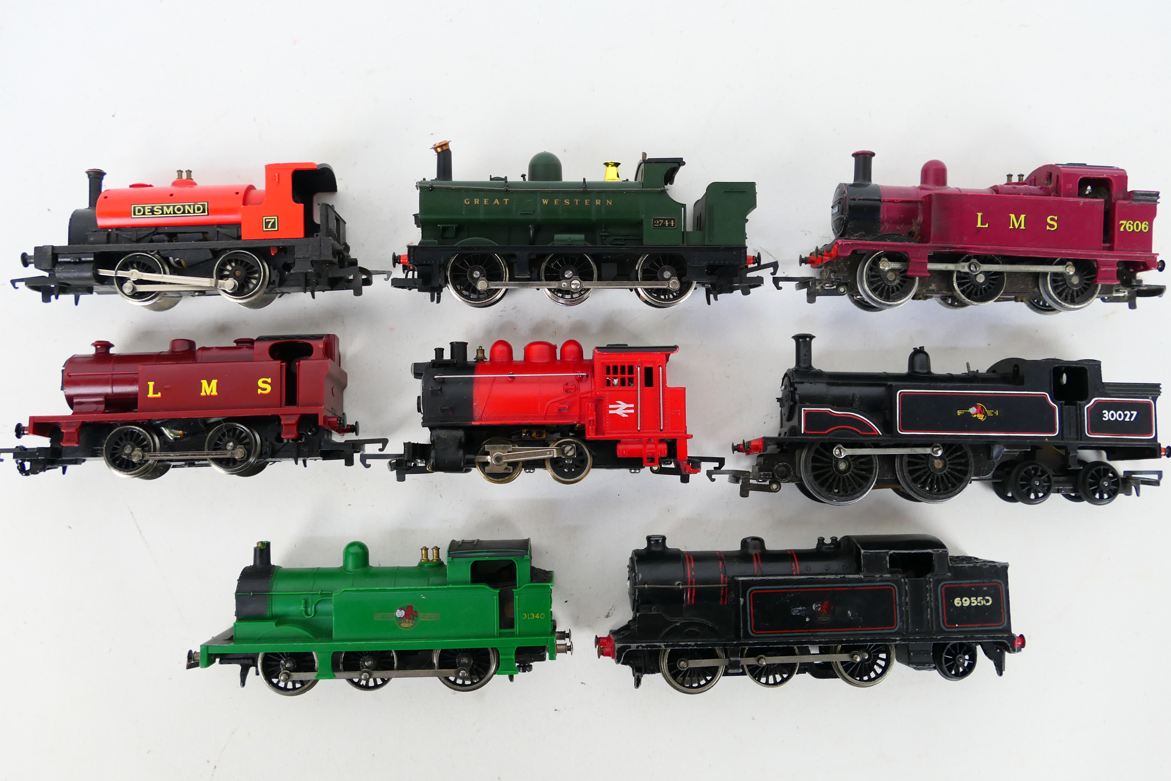 Hornby - Triang - An unboxed siding of eight OO gauge steam locomotives,