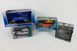 Bburago - Universal Hobbies - Corgi - Four boxed diecast Land Rover vmnodel vehicles in various