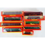 Hornby - 9 x boxed OO gauge coaches and wagons including LMS 68ft Dining Car # R4095,