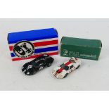 Grand Prix Models - 2 x boxed built metal kit Ford GT models in 1:43 scale,