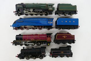 Hornby - Four unboxed OO gauge steam locomotives and tenders. Lot includes 4-6-2 Class A4 Op.No.