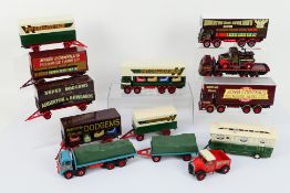 Corgi - A collection of unboxed trucks including ERF dodgem lorry in Pat Collins Fair livery,