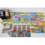 Pokemon - A large collection of loose Pokemon cards which includes 4 x cased graded cards,