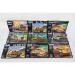 Revell - Nine boxed plastic military vehicle model kits in 1:72 scale.