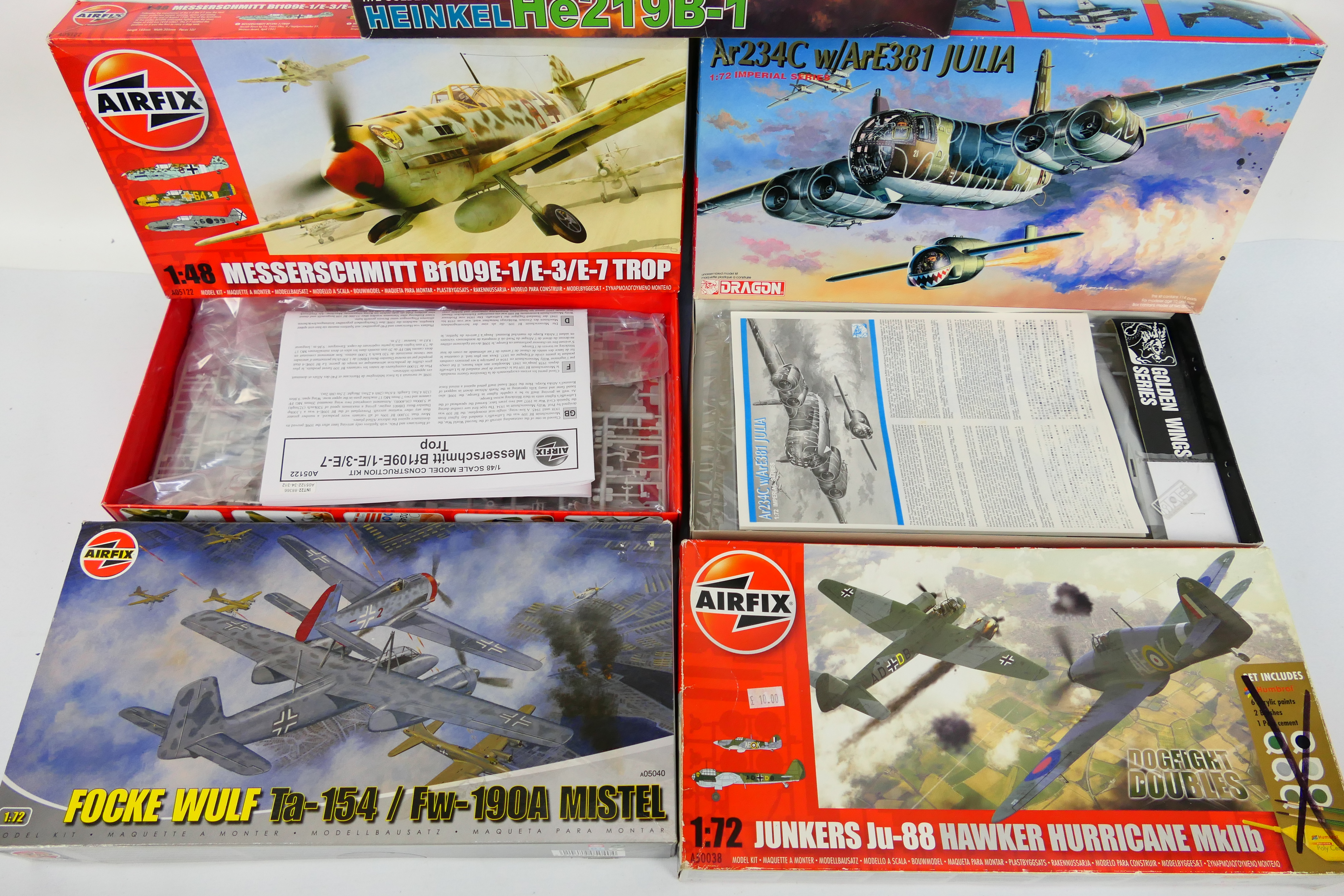 Dragon - Airfix - Five boxed plastic WW2 German military aircraft model kits. - Image 2 of 3