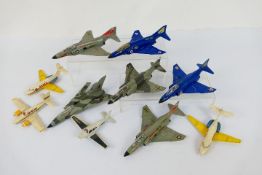 Dinky - Lintoy - 10 x unboxed aircraft models including Phantom II # 730, Beechcraft Baron # 730,