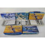 Hasegawa - Five boxed 1:48 scale German WW2 military aircraft plastic model kits.