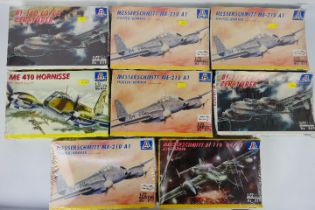 Italeri - Eight boxed 1:72 plastic WW2 German military aircraft model kits from Italeri.