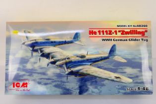 ICM - A boxed 1:48 scale ICM #48260 He 111Z-1 'Zwilling' WW2 German Glider Tug plastic model kit.