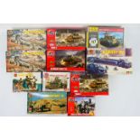 Airfix - Heller - Eleven boxed plastic military vehicle and personnel model kits in 1:72 scale