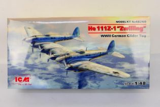 ICM - A boxed 1:48 scale ICM #48260 He 111Z-1 'Zwilling' WW2 German Glider Tug plastic model kit.