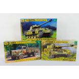 Zvezda - Three boxed 1:35 scale plastic military vehicle model kits from Zvezda.