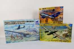 Bronco Models - Zvezda - Three boxed plastic model aircraft kits,
