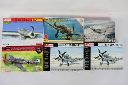 AZ Models - Brengun - KM - Zvezda - Six boxed WW2 German Messerschmitt plastic model aircraft kits