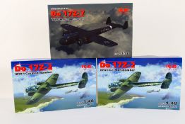 ICM - Three boxed 1:48 scale WW2 German Dornier aircraft plastic model kits,