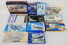 Revell Hobby Boss - SMER - Seven boxed plastic military aircraft model kits in various scales.