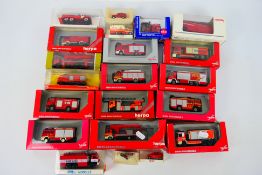 Herpa - Siku - Busch - Other - A collection of over 20 boxed plastic HO / 1:87 scale fire