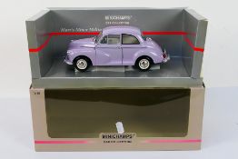 Minichamps - A boxed 1:18 scale Minichamps #150 137001 Morris Minor 'Million' in lilac.