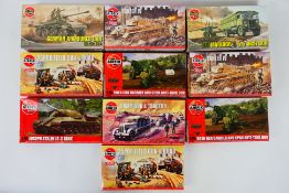 Airfix - Ten boxed plastic military vehicle model kits in 1:76 scale by Airfix.