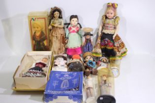 Parrs - Lidova Tvorba - A collection of vintage costume dolls including a boxed Parrs of New