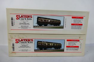 Slaters Coach Kits - Two boxed O gauge model passenger coach kits from Slaters Coach Kits.