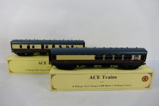 Ace Trains - Two boxed O gauge BR Mark 1 Pullman Coaches from Ace Trains.