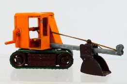 Moko - A rare unboxed early Moko Excavator in orange and brown with unpainted jib and green rubber