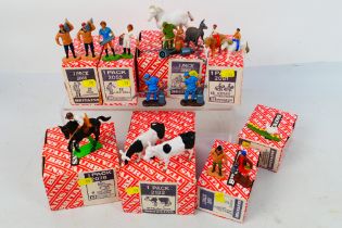 Britains - Unsold shop stock - 8 x trade boxes of farm people and animals including Land Girls #