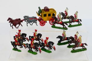 Modern Products - An unboxed Coach and Horses set by Modern Products with 4 horses,