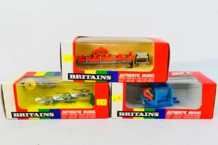 Britains - Unsold shop stock - 3 x boxed 1980s farm items, a Front Mounted Cultivator # 9547,