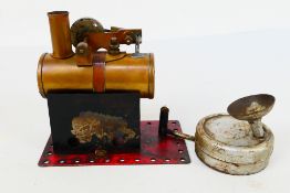 Mamod - An unboxed Mamod Minor stationary steam engine with burner and funnel.