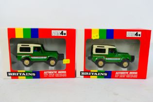 Britains - Unsold shop stock - 2 x boxed 1980s Land Rover County models # 9512.