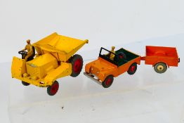 Dinky - An unboxed Land Rover # 27d with Trailer # 27m and a Muir Hill Dumper # 562.