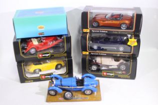 Bburago - Maisto - 6 x boxed cars in 1:18 scale, Bugatti Type 59, Porsche 356 B,