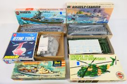 Airfix - Revell - AMT - 5 x boxed model kits including Assault Carrier in 1:720 scale,