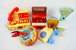 Codeg - Mettoy - LBZ - Peter Pan - A collection of mid century toys including a Codeg telephone