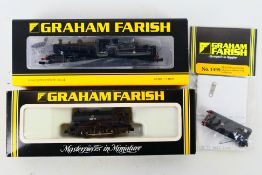 Graham Farish - Two boxed N gauge steam locomotives, with a bagged N gauge chassis.