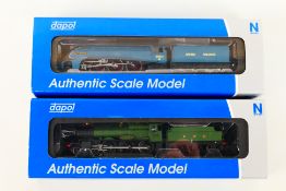 Dapol - Two boxed N gauge steam locomotives and tenders from Dapol including,