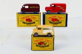 Matchbox - Moko - Lesney - Three boxed Matchbox regular wheels diecast model vehicles.