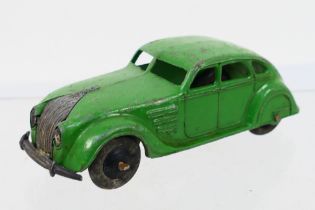 Dinky - A Dinky Chrysler Airflow # 30a 1946-48 model in green with black ridged wheels.