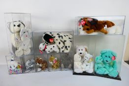 Ty - 9 x Ty Beanie Babies and 1 Disney Baloo Bear presented in plastic cases - Lot includes a