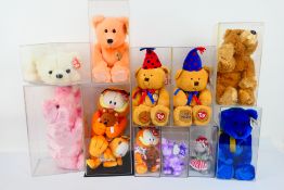 Ty Beanie Babies - Thirteen Ty Beanie Babies in plastic display cases.