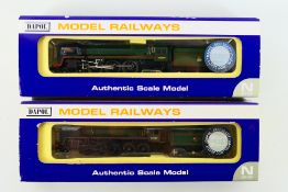 Dapol - Two boxed DCC READY N gauge steam locomotives and tenders from Dapol including,